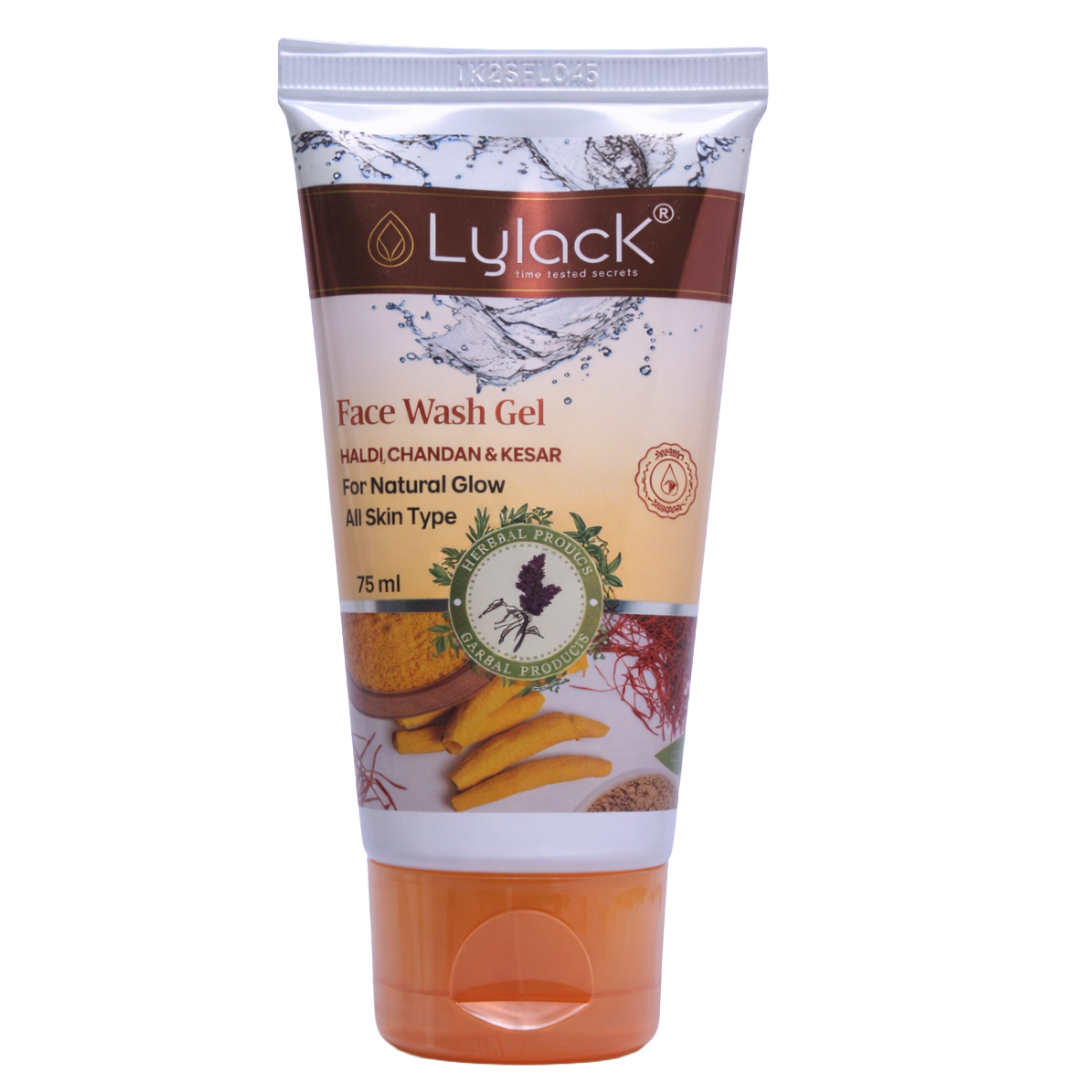 LYLACK FACE WASH GEL 75 ML ( HALDI CHANDAN & KESAR )